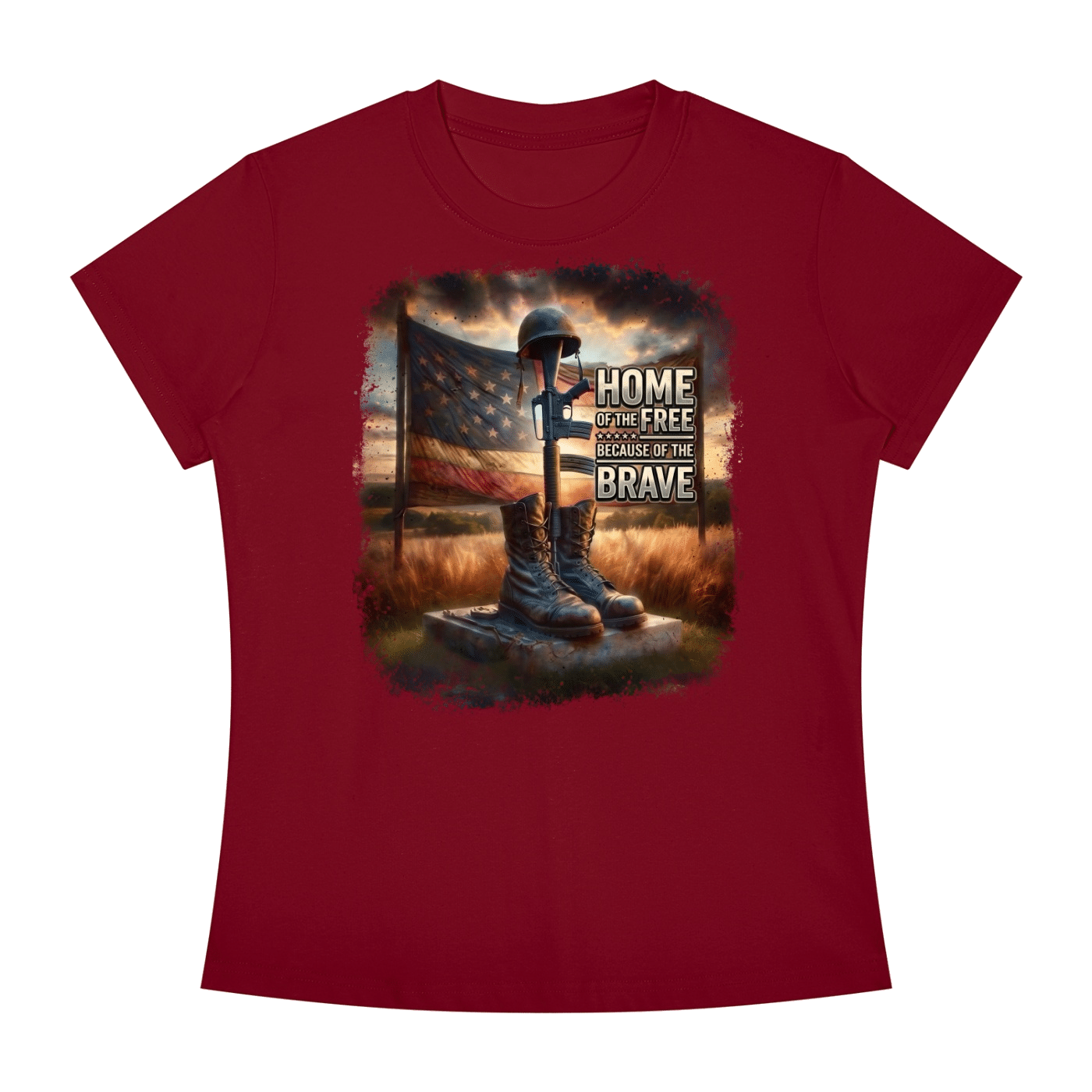 Home of the Free Because of the Brave - Women's Slim Fit Crewneck T-Shirt - Image 37