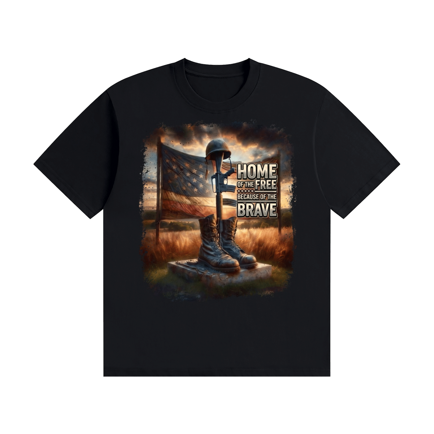 Home of the Free Because of the Brave Cotton T-Shirt - Image 21