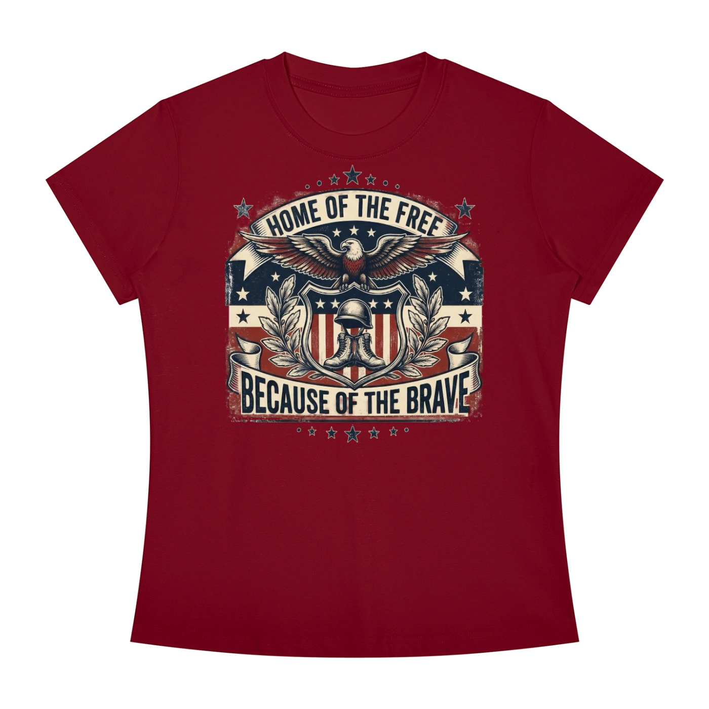 Home of the Free Because of the Brave - Women's Slim Fit Crewneck T-Shirt - Image 7