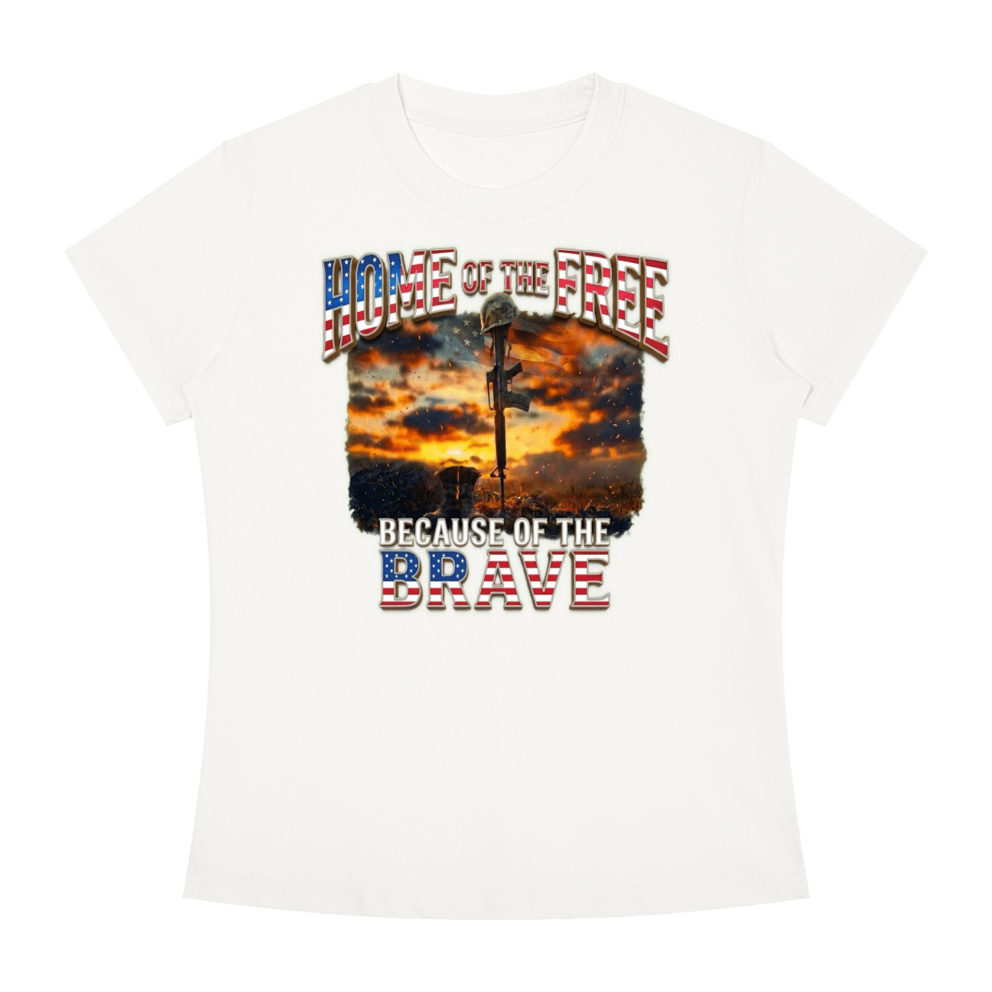 Home of the Free Because of the Brave - Women's Slim Fit Crewneck T-Shirt - Image 23