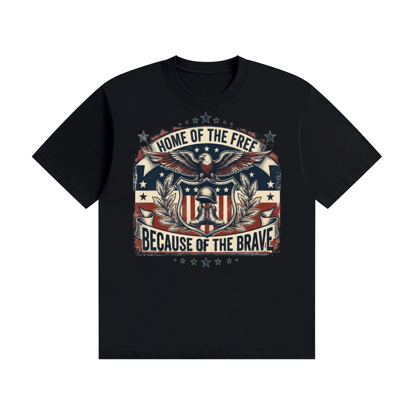 Home of the Free Because of the Brave Cotton T-Shirt - Image 1