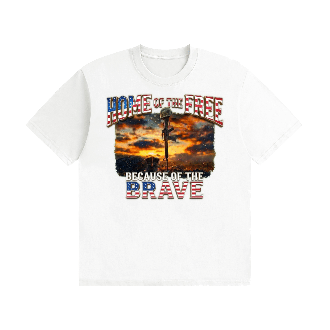 Home of the Free Because of the Brave Cotton T-Shirt - Image 13