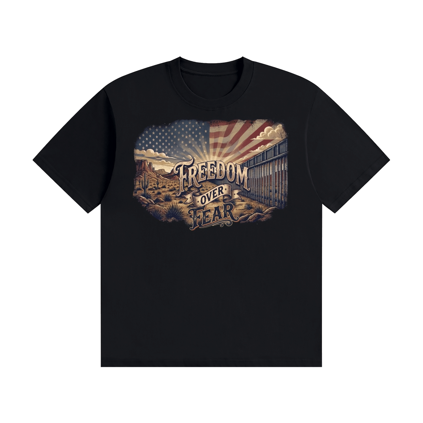 Freedom over Fear Cotton T-Shirt - Image 1