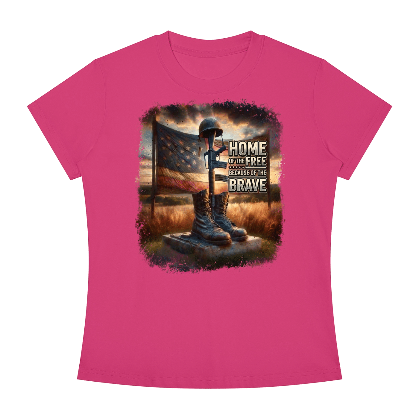 Home of the Free Because of the Brave - Women's Slim Fit Crewneck T-Shirt - Image 35