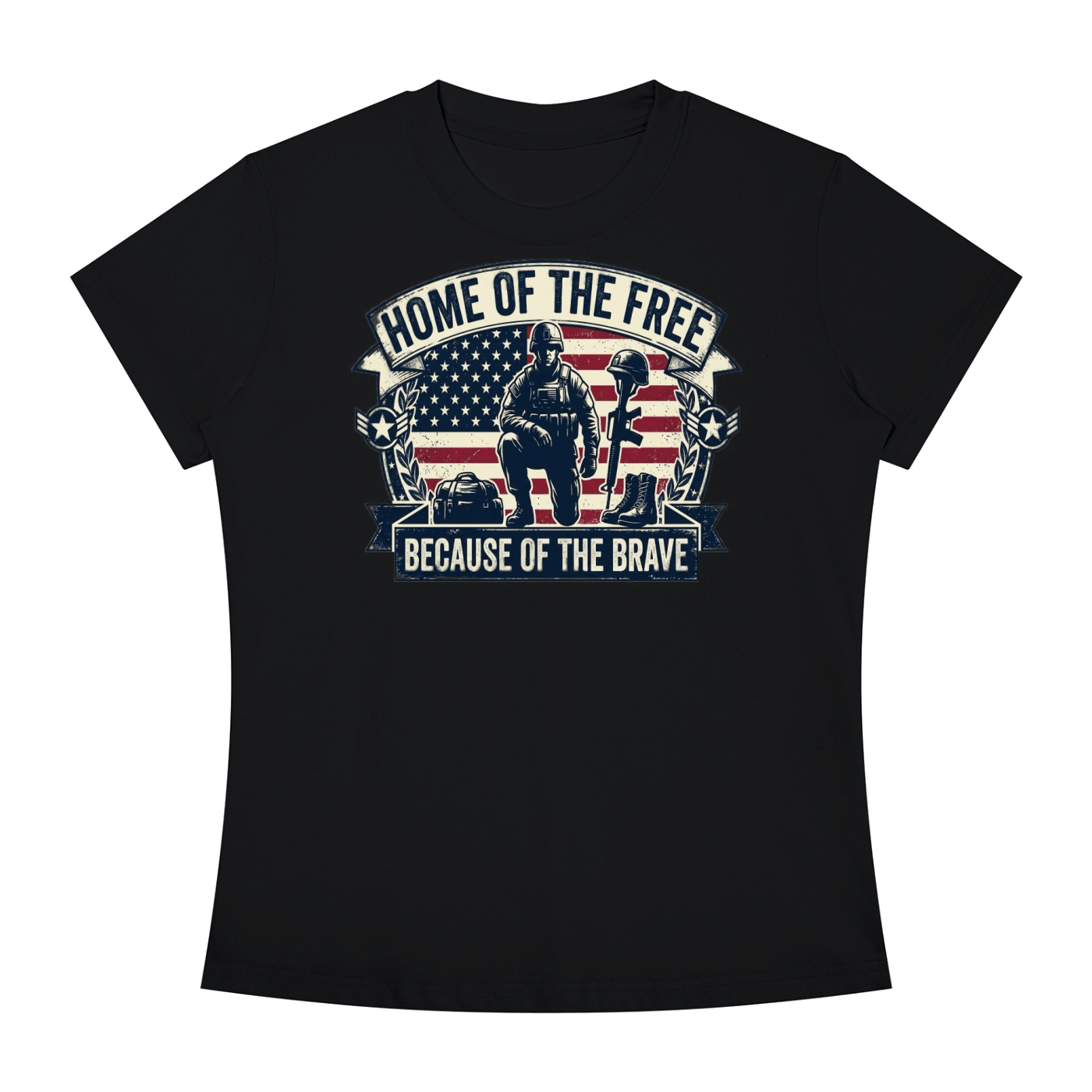 Home of the Free Because of the Brave - Women's Slim Fit Crewneck T-Shirt - Image 11