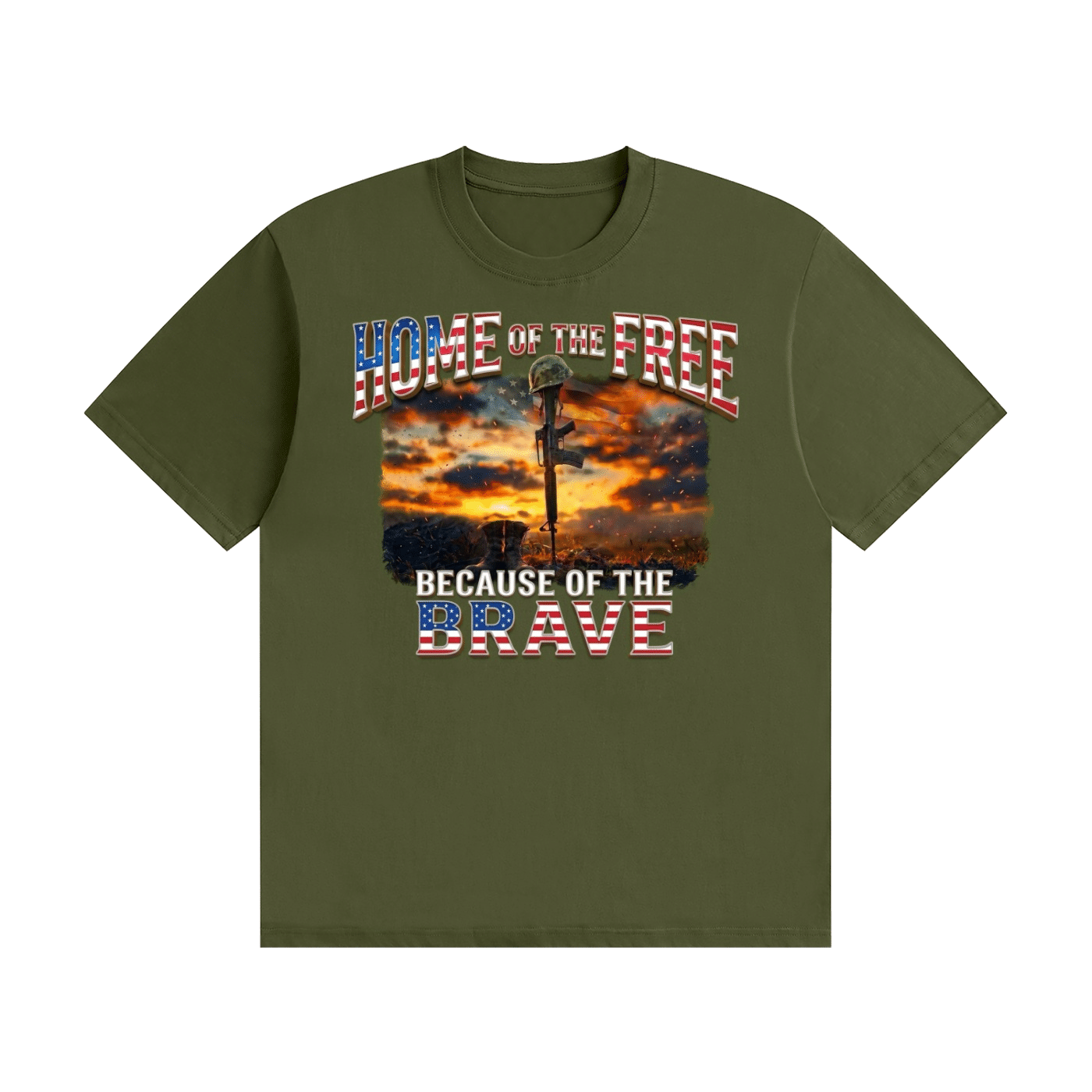 Home of the Free Because of the Brave Cotton T-Shirt - Image 15