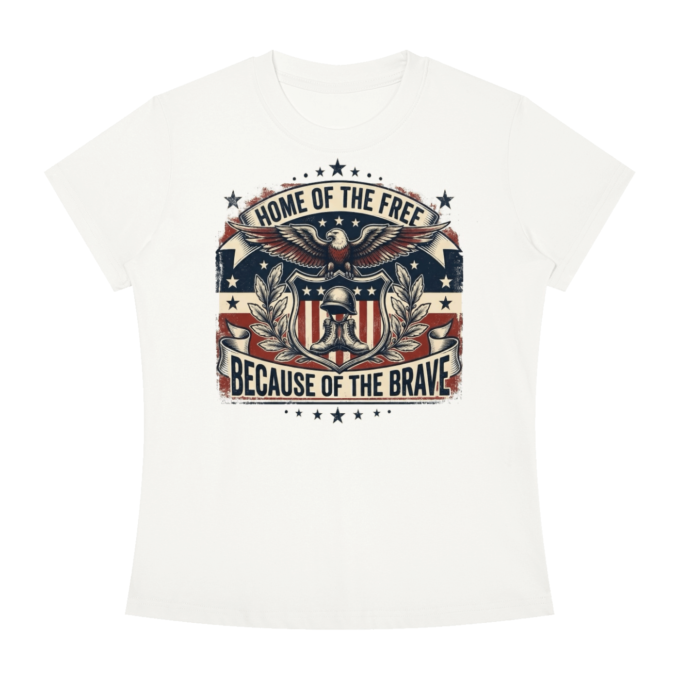 Home of the Free Because of the Brave - Women's Slim Fit Crewneck T-Shirt - Image 3