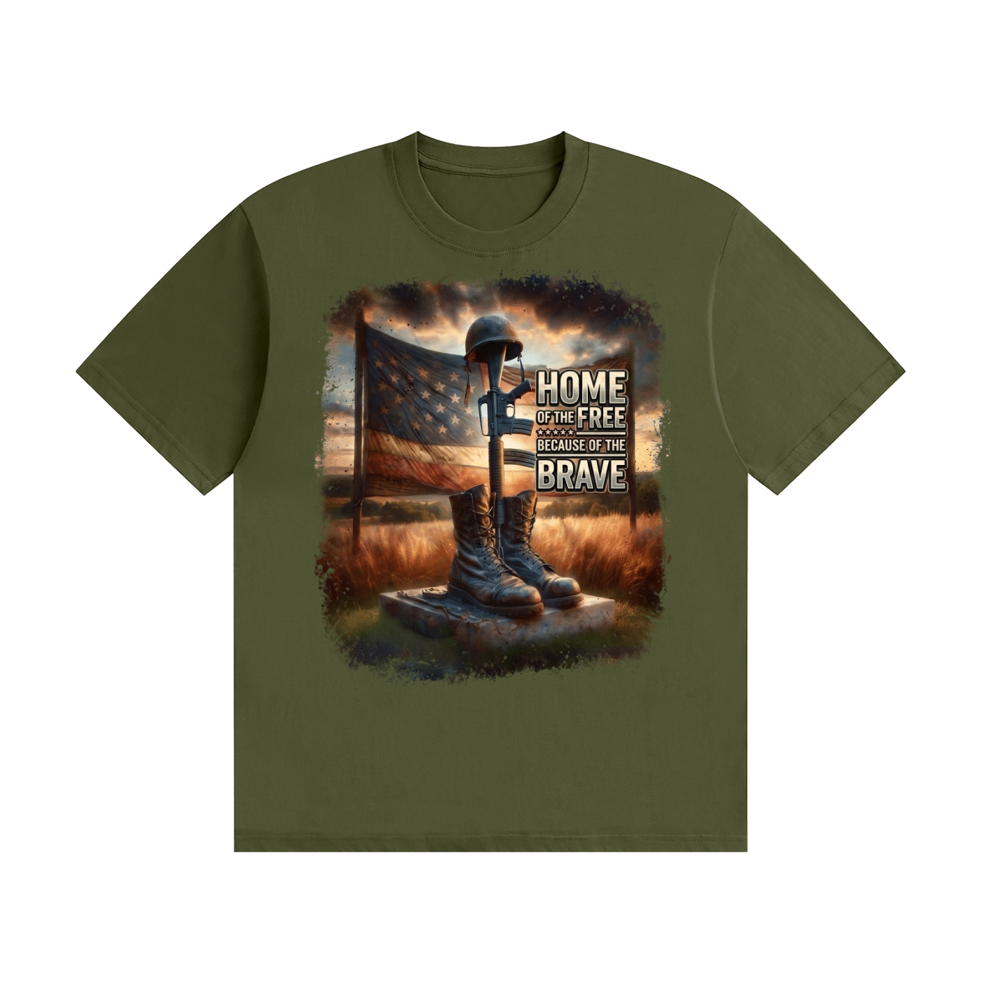 Home of the Free Because of the Brave Cotton T-Shirt - Image 25